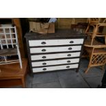 Large wooden engineers chest solid wood construction with 5 drawers