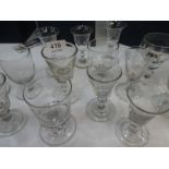 A quantity of antique glass, some late 18th Century with engraved examples (21)