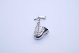 Silver Saxophone charm/pendant marked 925, 3cm length