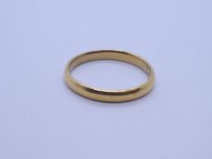 22ct yellow gold wedding band, size M, marked 22, approx 2.7g
