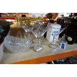 A selection of glass items including Caithness scent bottle and cocktail glasses, etc