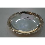 A Sterling WK trinket dish probably Wai Kee Hong Kong. The border is decorated with ornate rim. Also