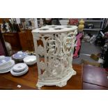 An old 'Coalbrookdale style' cast iron corner umbrella stand, height 56cm