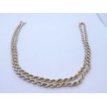 9ct yellow gold rope twist necklace, marked 375, 8.6g approx, 62cm