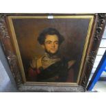 Antique oil portrait of Captain R.H. J. Beaumont, 92nd Highlanders, unsigned. Also includes a framed