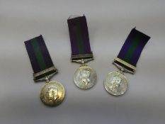 Medals, General Service Medal (1918 - 1962) Three unrelated, George V, Iraq Clasp to Pte Fisher, R F