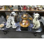 Glassware, 3 dog figures and sundry