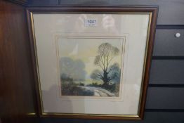 Three modern watercolours by Peter Robinson and two Russell Flint prints (5)