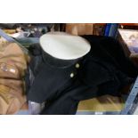 Two Naval jackets, a Petty Officer's cap, and other similar items