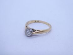 18ct and platinum mounted solitaire diamond ring, approx 0.25 carat, in raised claw mount, size M, m