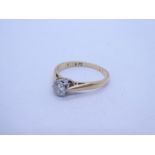 18ct and platinum mounted solitaire diamond ring, approx 0.25 carat, in raised claw mount, size M, m