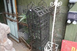 Selection of metalware including wine rack, coat stand in white and a plant pot