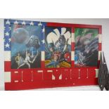 A painted display of Star Wars, Alien and other super heroes, 182cm