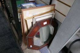 A small quantity of pictures including watercolours and an octagonal mirror