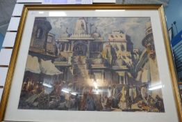 Three 20th century watercolours of Indian scenes by Thyagoraja, signed, one dated 1960