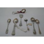An impressive lot of high quality various flatware. To include a pair of Georgian teaspoons, London