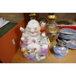A 20th Century Chinese porcelain buddha, small quantity of Jasperware and sundry