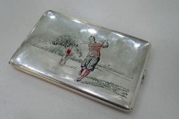Of Golfing Interest; An American silver cigarette case by R Blackinton and Co, Massachusetts. Marked