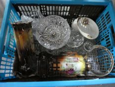 A box of sundry china and glass