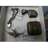 A silver bracelet, as antique silver Victorian Vesta case - kidney shaped, etc