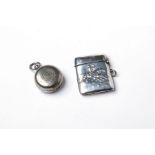 Of Horse interest; a Sterling silver embossed vesta case of rectangular form with hinged lid. Both s