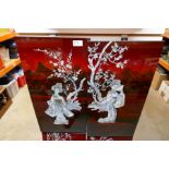 Four modern oriental panels having Mother of Pearl style decoration