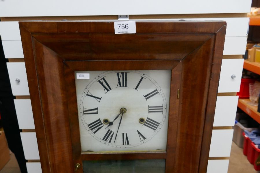 An American antique mahogany drop dial wall clock - Image 2 of 9