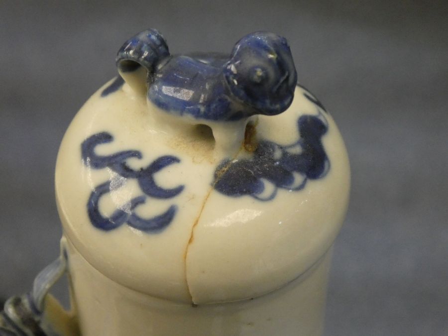 A 19th Century, Chinese blue and white lidded bottle, two Nankin chargers and other oriental items - Image 21 of 30