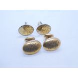 Two pairs of gents cufflinks, one a pair inscribed initial gold plated example