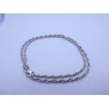 9ct white gold rope twist necklace, 45cm, marked 9ct, 10.2g approx