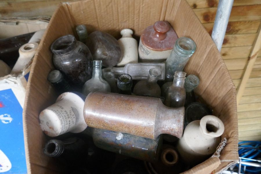 Three boxes of vintage bottles, bedwarmers, etc - Image 5 of 6