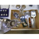 A silver backed dressing table set with decorative engine turned design Hallmarked Birmingham 1944-4