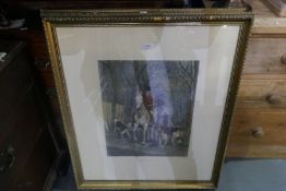 A pair of coloured prints of Hunting scenes, titled 'Morning' and 'Evening'