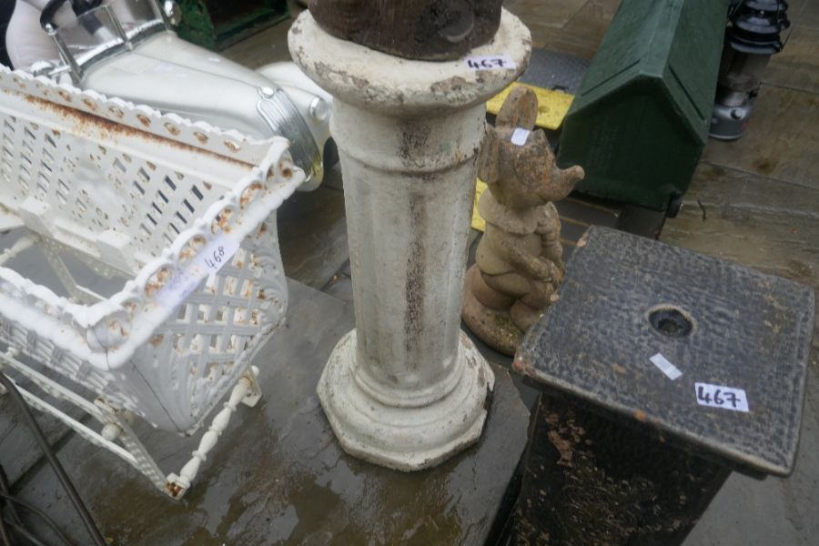 Two terracotta animal figures plus a reconstituted owl and 2 plinths - Image 5 of 5