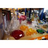 A large quantity of glass including coloured items