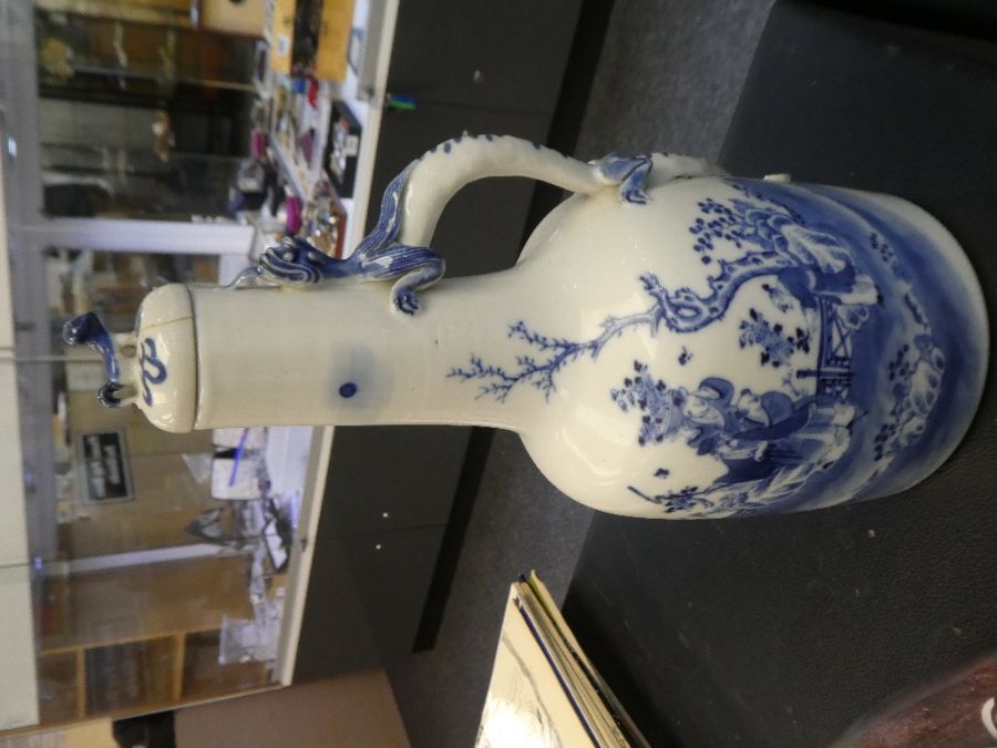 A 19th Century, Chinese blue and white lidded bottle, two Nankin chargers and other oriental items - Image 18 of 30