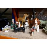 A Royal Doulton Dachshund and spaniel other dog ornaments and sundry