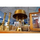 A Bouillotte vintage French table lamp, having 3 sconces, brass plated