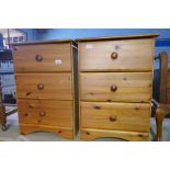 A pair of modern pine bedside chests and two other items