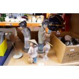 Two Lladro Geisha girl figures and 2 other items