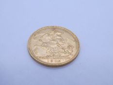 22ct gold Full Sovereign, dated 1905, George VII and George and the Dragon, Perth Mint