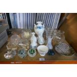 A small quantity of glassware including paperweights, and sundry china