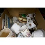 Four boxes of sundry including china and a quantity of pictures