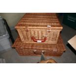 Two picnic sets in wicker cases