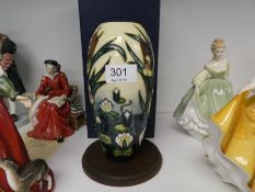 A modern Moorcroft vase decorated Bullrushes and Lillies, with box