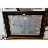 A Royal Geographical Society silver map, framed