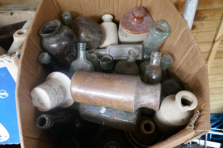 Three boxes of vintage bottles, bedwarmers, etc - Image 6 of 6