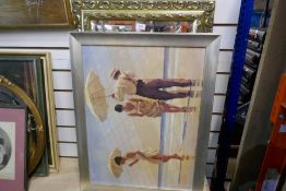 A gilt mirror and a quantity of pictures and prints