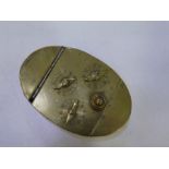 VERY INTERESTING; A vintage brass digital snuff box, possibly Welsh