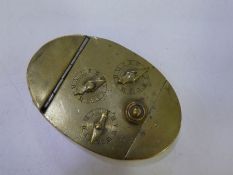 VERY INTERESTING; A vintage brass digital snuff box, possibly Welsh